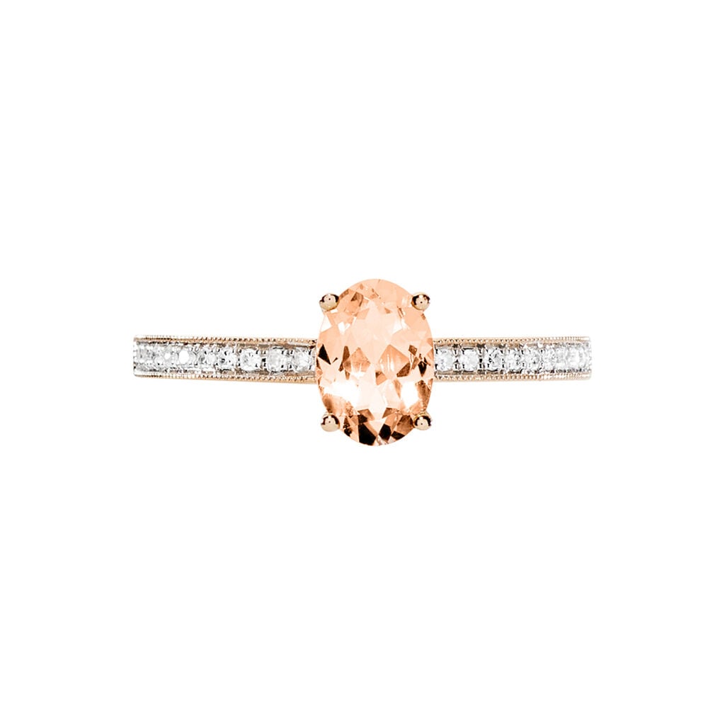Bague Adelina Or Rose Morganite Et Oxyde De Zirconium - Bagues solitaires Femme | Histoire d&rsquo;Or