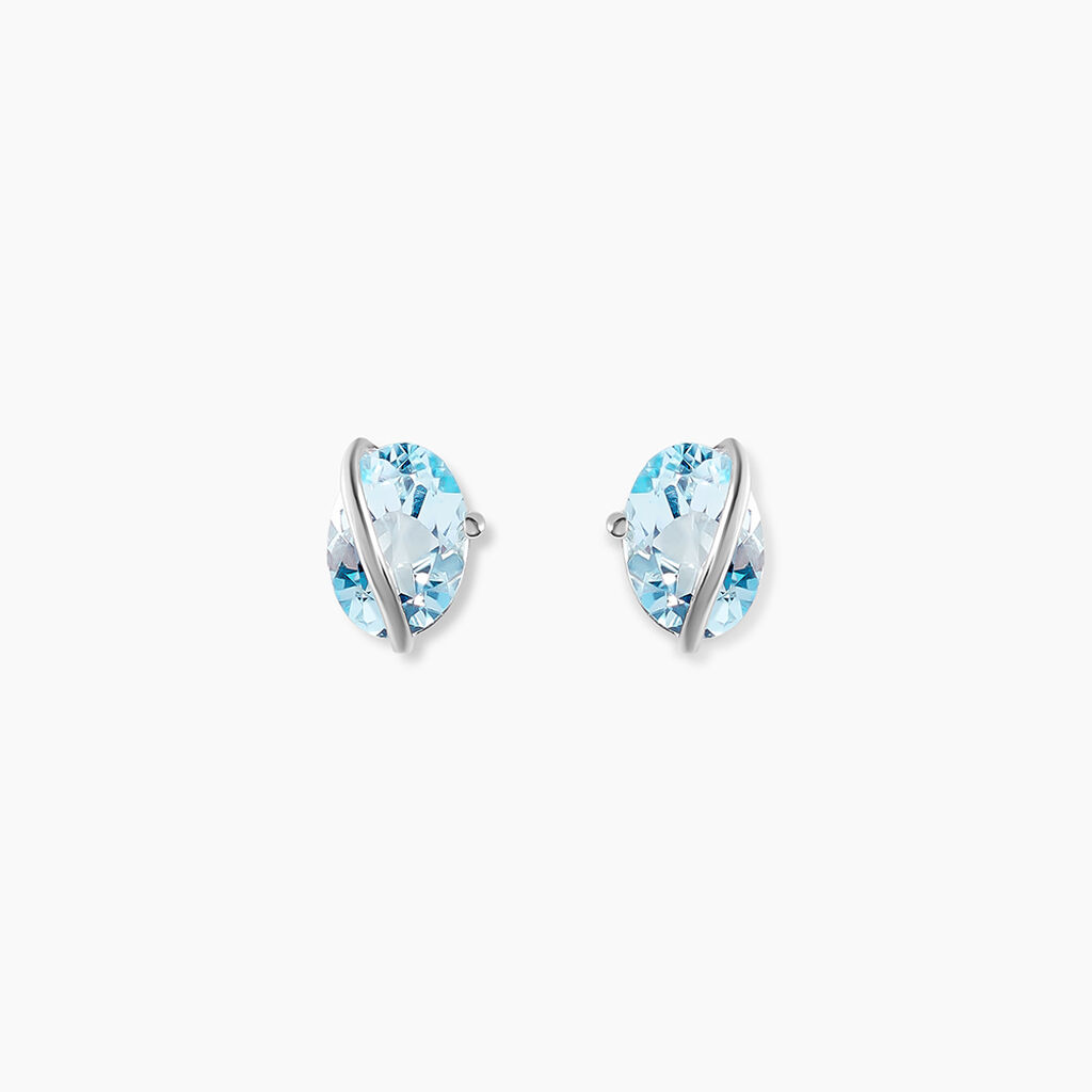 Boucles D'oreilles Puces Prudencia Or Blanc Topaze - Clous d'oreilles Femme | Histoire d’Or