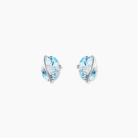 Boucles D'oreilles Puces Prudencia Or Blanc Topaze - Clous d'oreilles Femme | Histoire d’Or