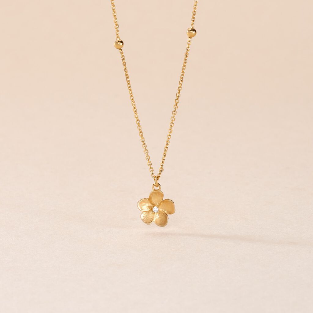 Collier Sakura Love Or Jaune Oxyde De Zirconium - Colliers Femme | Histoire d’Or