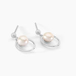 Boucles D'oreilles Pendantes Ivana Argent Blanc Perle De Culture - Boucles d'oreilles fantaisie Femme | Histoire d&rsquo;Or