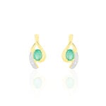 Boucles D'oreilles Puces Sagesse Or Jaune Emeraude Et Diamant - Clous d'oreilles Femme | Histoire d&rsquo;Or