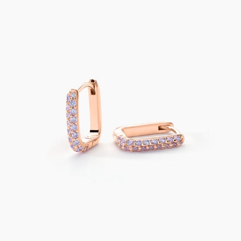 Creoles Rio Argent Rose Oxyde De Zirconium - Boucles d'oreilles cr&eacute;oles Femme | Histoire d&rsquo;Or