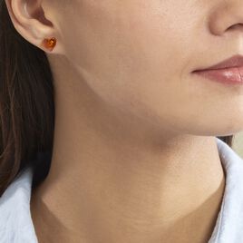Boucles D'oreilles Puces Argent Blanc Nida Ambre - Boucles d'oreilles fantaisie Femme | Histoire d’Or