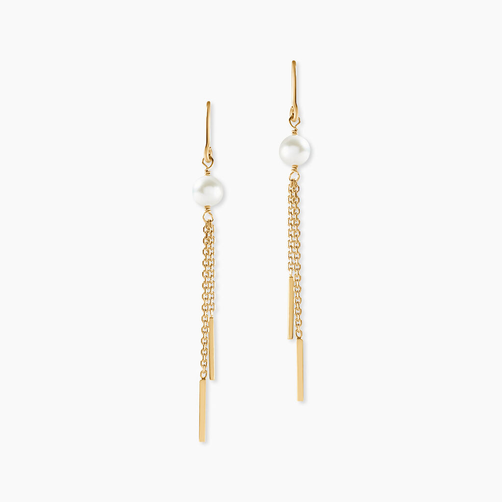 Boucles D'Oreilles Pendantes Salman Argent Dor&eacute; A L'Or 750/1000 Perle De Culture - Boucles d'oreilles pendantes  | Histoire d&rsquo;Or