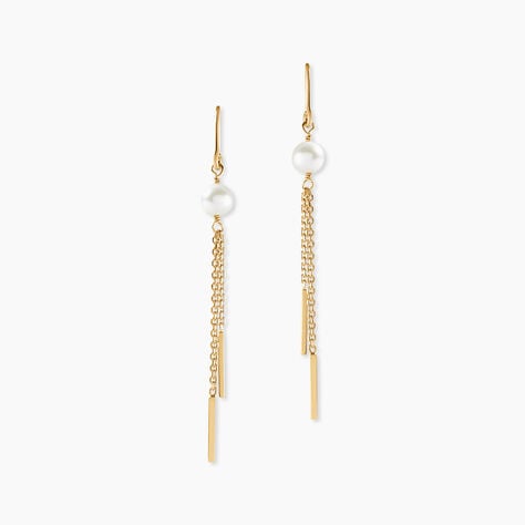 Boucles D'Oreilles Pendantes Salman Argent Dor&eacute; A L'Or 750/1000 Perle De Culture - Boucles d'oreilles pendantes  | Histoire d&rsquo;Or