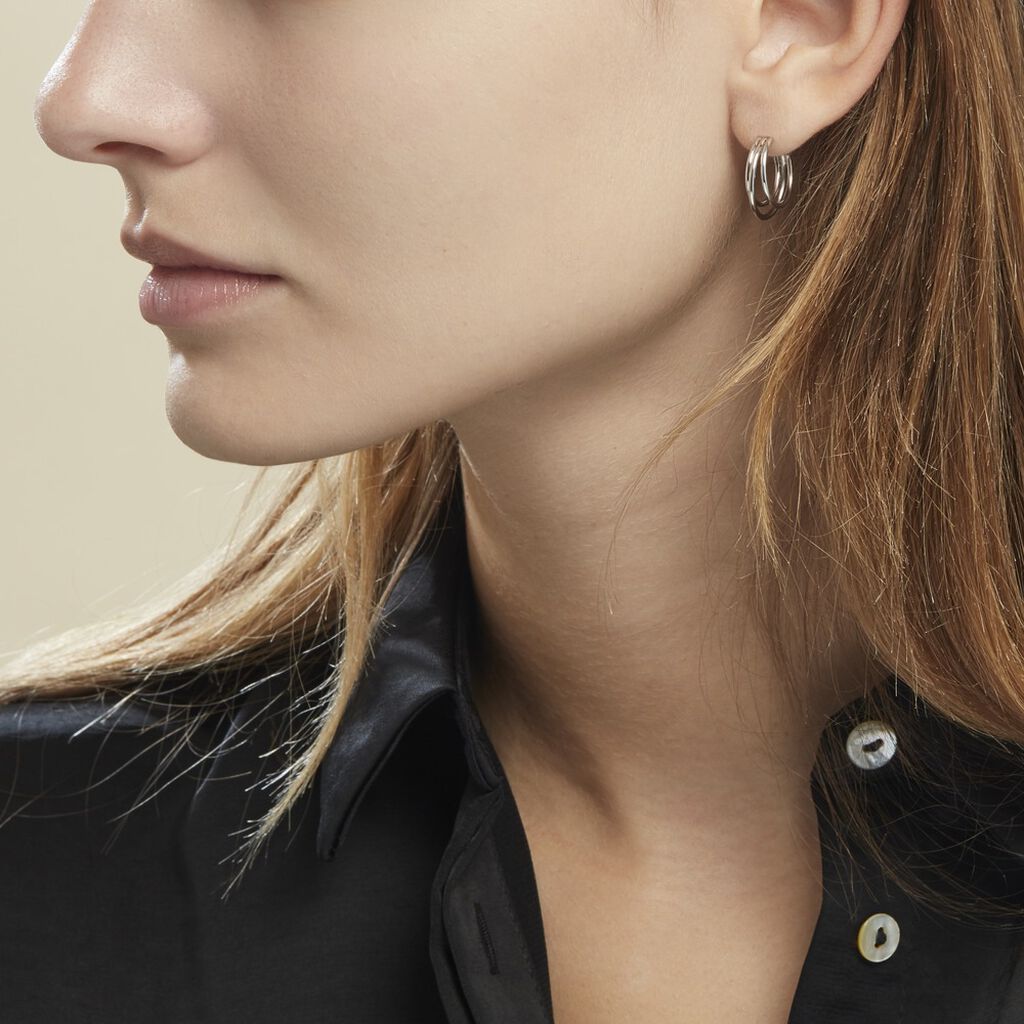 Cr&eacute;oles Argent Blanc Jukka - Boucles d'oreilles cr&eacute;oles Femme | Histoire d&rsquo;Or