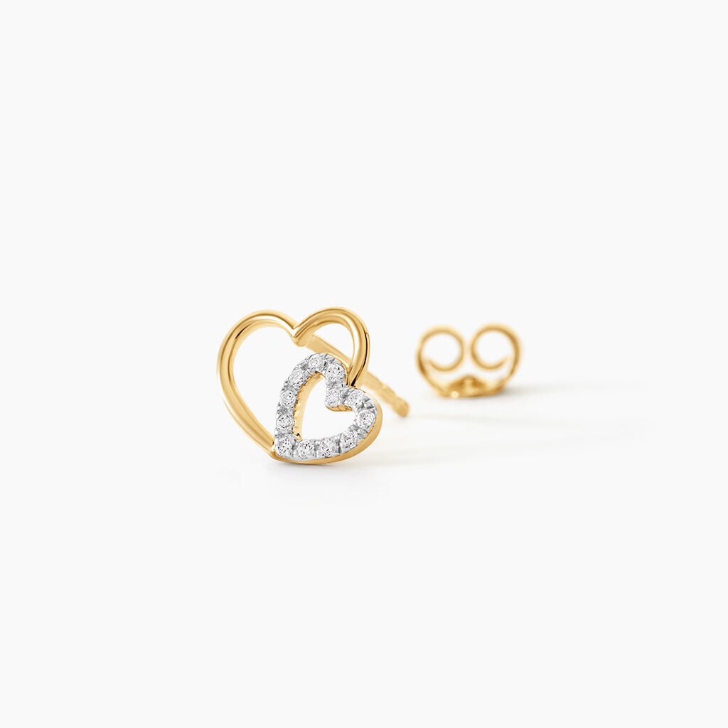 Boucles D'Oreilles Puces Marineta Argent Dor&eacute; A L'Or 750/1000 Oxyde De Zirconium - Clous d'oreilles  | Histoire d&rsquo;Or