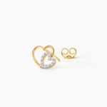 Boucles D'Oreilles Puces Marineta Argent Dor&eacute; A L'Or 750/1000 Oxyde De Zirconium - Clous d'oreilles  | Histoire d&rsquo;Or