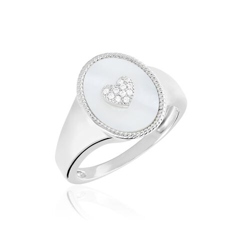 Chevali&egrave;re Aracely Argent Blanc Nacre Oxyde De Zirconium - Bagues solitaires Femme | Histoire d&rsquo;Or