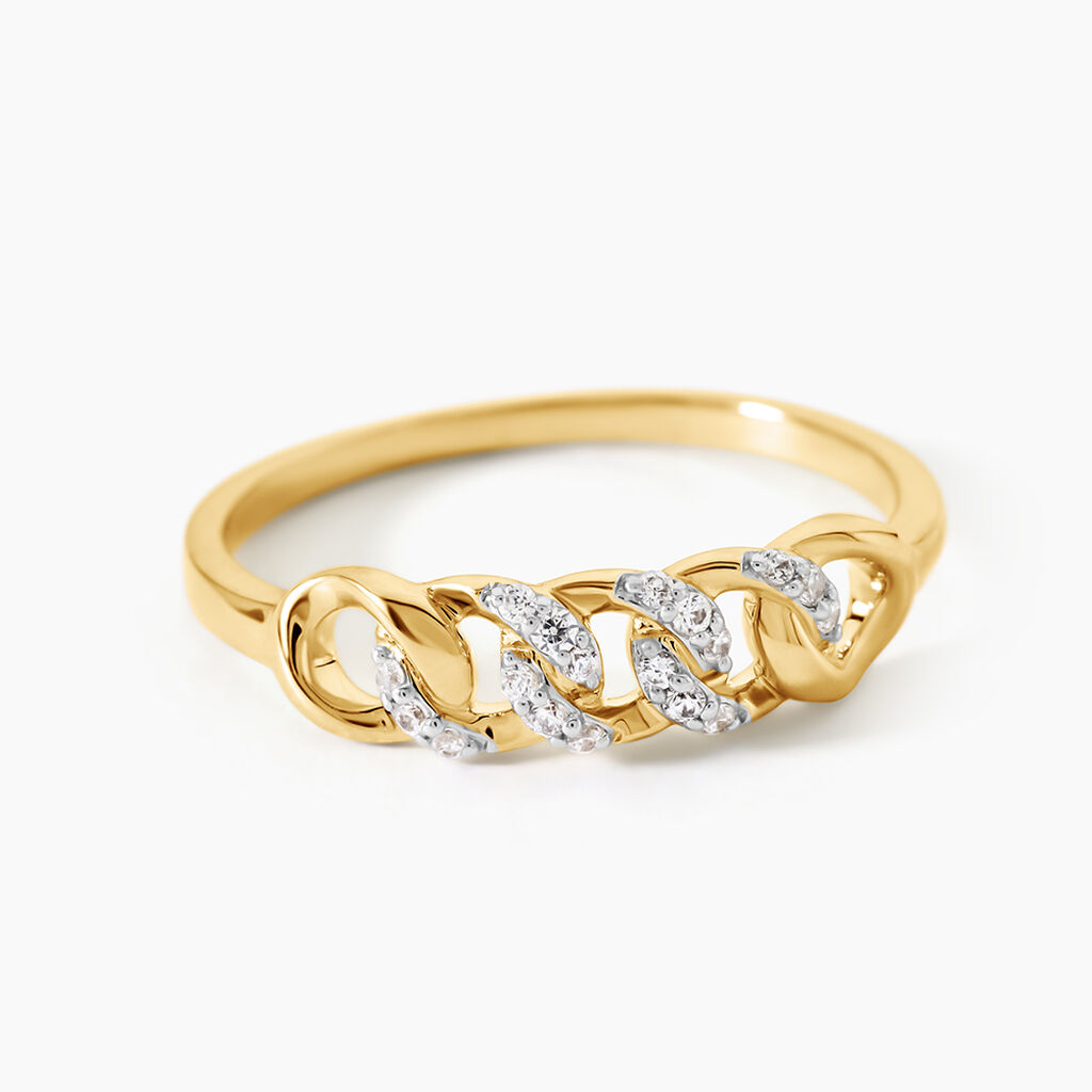 Bague Ga&iuml;dig Argent Dor&eacute; A L'Or 750/1000 Oxyde De Zirconium - Bagues avec pierre Femme | Histoire d&rsquo;Or
