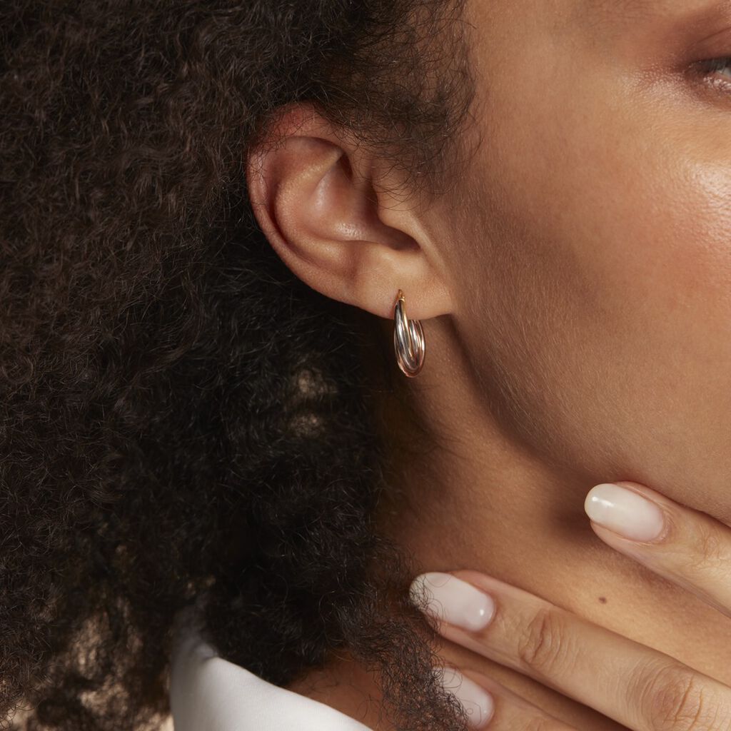 Créoles Tanya Or Tricolore - Boucles d'oreilles créoles Femme | Histoire d’Or