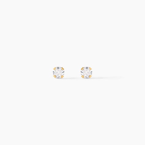 Boucles D'oreilles Puces Eddie Or Jaune Oxyde De Zirconium - Clous d'oreilles Femme | Histoire d&rsquo;Or