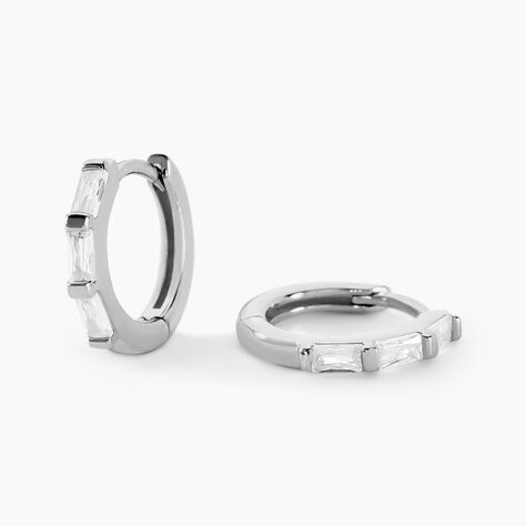 Créoles Gladdie Argent Blanc Oxyde De Zirconium - Boucles d'oreilles créoles Femme | Histoire d’Or