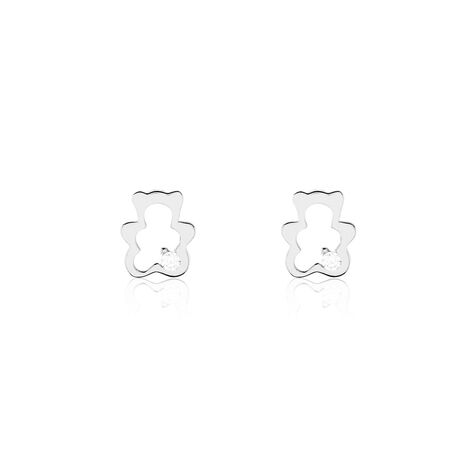 Boucles D'oreilles Puces Baptista Ours Or Blanc Oxydes - Clous d'oreilles Enfant | Histoire d’Or