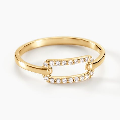 Bague Graphic Lines Or Jaune Oxyde De Zirconium - Bagues avec pierre Femme | Histoire d’Or