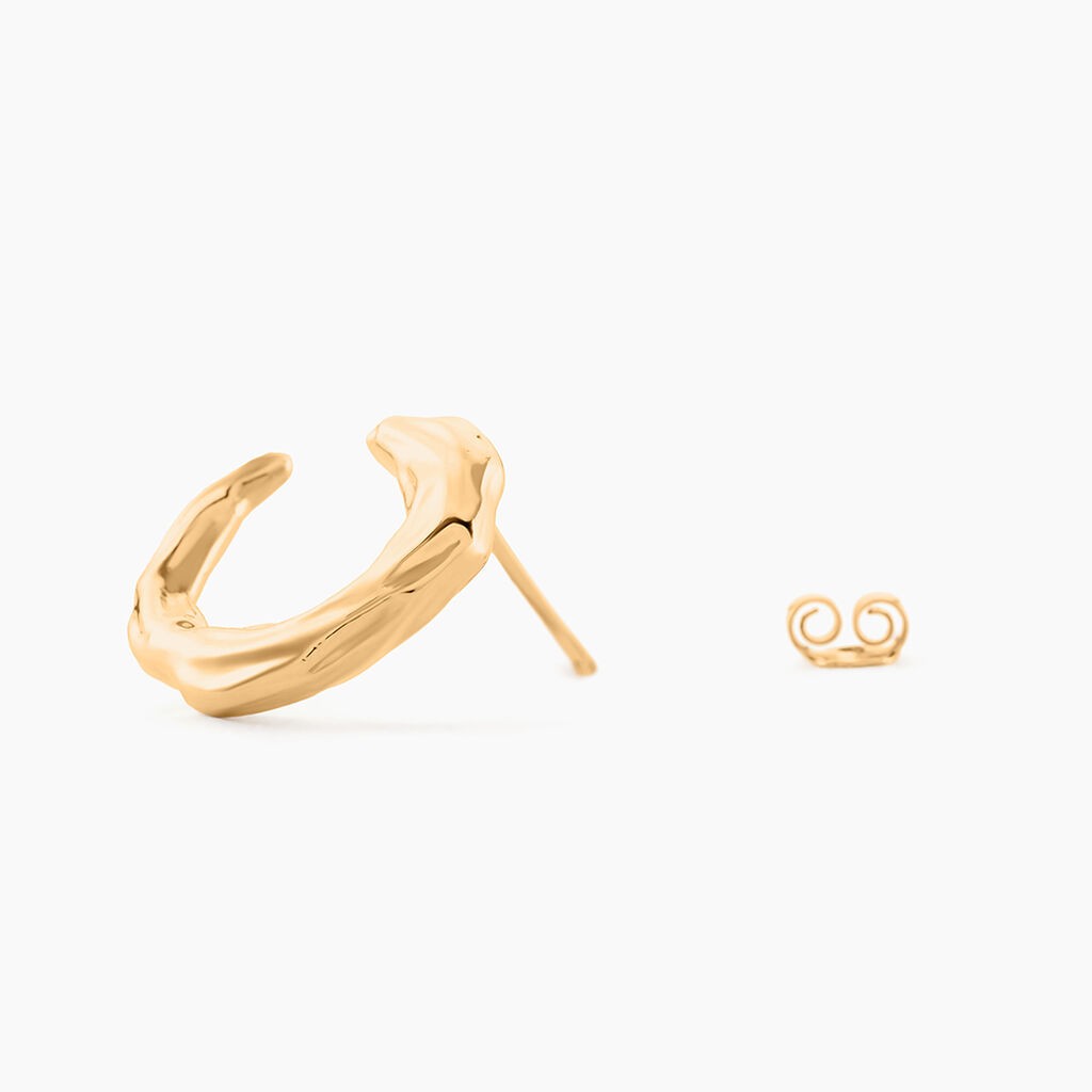 Boucles D'Oreilles Puces Or&eacute;e Plaque Or Jaune - Boucles d'oreilles fantaisie Femme | Histoire d&rsquo;Or