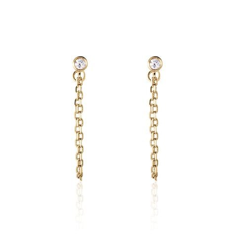 Boucles D'oreilles Pendantes Plaqué Or Lienard Oxydes De Zirconium - Boucles d'oreilles fantaisie Femme | Histoire d’Or