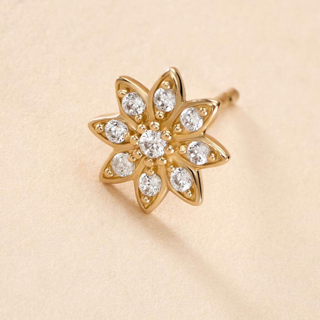 Boucle D'oreille Puce Mix And Match Or Jaune Oxyde De Zirconium - Clous d'oreilles Femme | Histoire d’Or