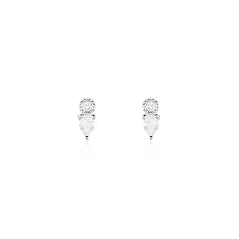 Boucles D'oreilles Puces Argent Blanc Delya Oxyde De Zirconium - Boucles d'oreilles fantaisie Femme | Histoire d’Or