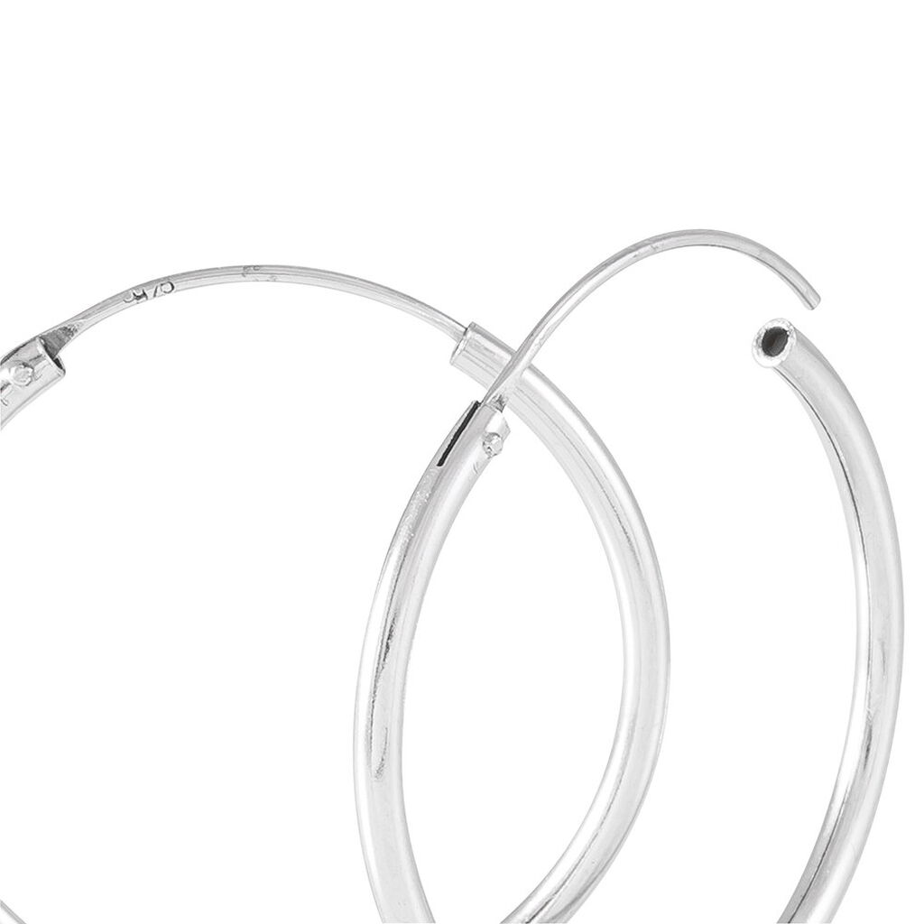 Créoles Argent Blanc Olympia - Boucles d'oreilles créoles Femme | Histoire d’Or