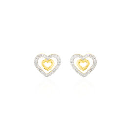 Boucles D'oreilles Puces Or Jaune Diamant - Boucles d'Oreilles Coeur Femme | Histoire d’Or