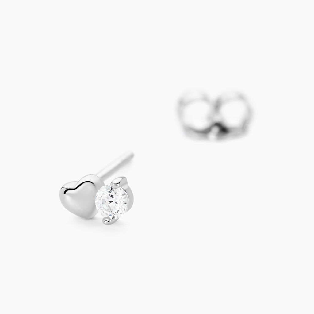 Boucles D'oreilles Puces Amani Argent Blanc Oxyde De Zirconium - Boucles d'oreilles fantaisie Femme | Histoire d’Or