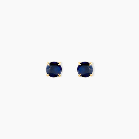 Boucles D'oreilles Puces Elea Serti Griffe Or Jaune Saphir - Clous d'oreilles Femme | Histoire d’Or