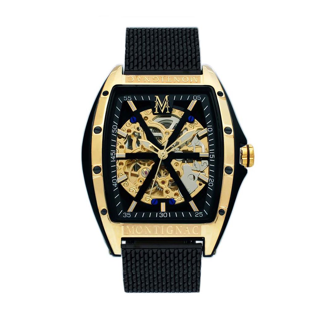 Montre Montignac Tonneau Automatique Noir - Montres Homme | Histoire d&rsquo;Or