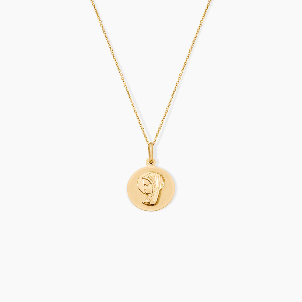 Pendentif Vierge Rond Or Jaune - Pendentifs Baptême Famille | Histoire d’Or