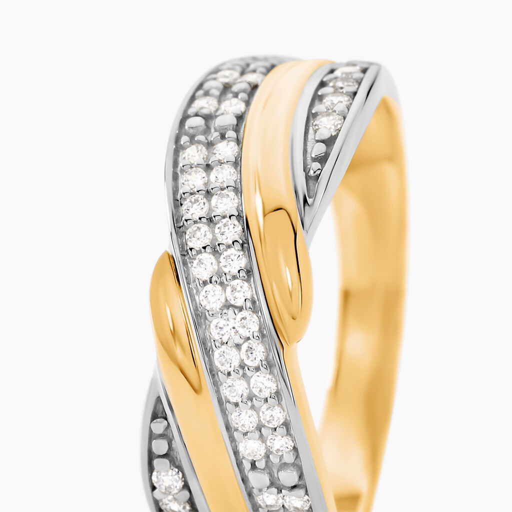 Bague Bandeau Or Jaune Oxyde De Zirconium - Bagues avec pierre Femme | Histoire d’Or