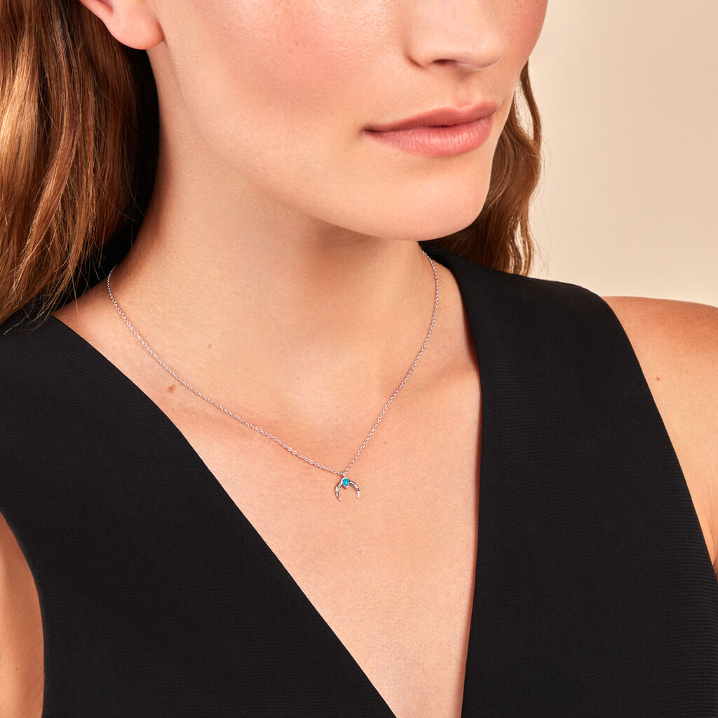 Collier Estrid Argent Blanc Turquoise - Colliers fantaisie Femme | Histoire d’Or