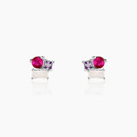 Boucles D'oreilles Puces Doja Argent Blanc Verre Spinelle Oxyde
