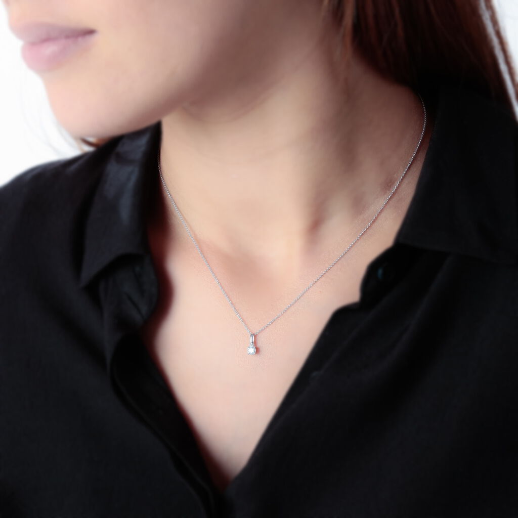 Pendentif Meliya Or Blanc Diamant - Pendentifs Femme | Histoire d&rsquo;Or