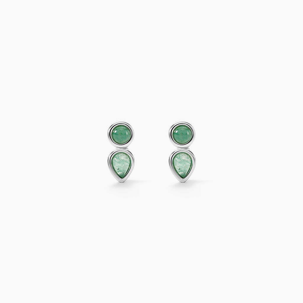 Boucles D'Oreilles Puces Tanzania Argent Blanc Aventurine - Boucles d'oreilles fantaisie Femme | Histoire d&rsquo;Or