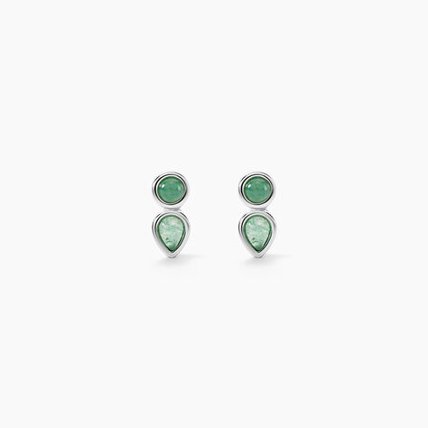 Boucles D'Oreilles Puces Tanzania Argent Blanc Aventurine - Boucles d'oreilles fantaisie Femme | Histoire d&rsquo;Or