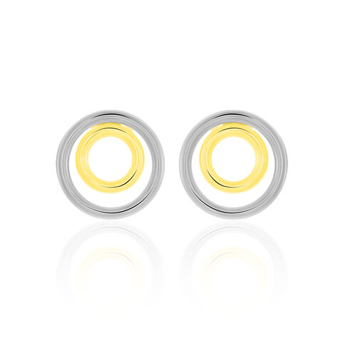 Boucles D'oreilles Pendantes Berangere Double Cercles Or Bicolore - Boucles d'oreilles pendantes Femme | Histoire d’Or