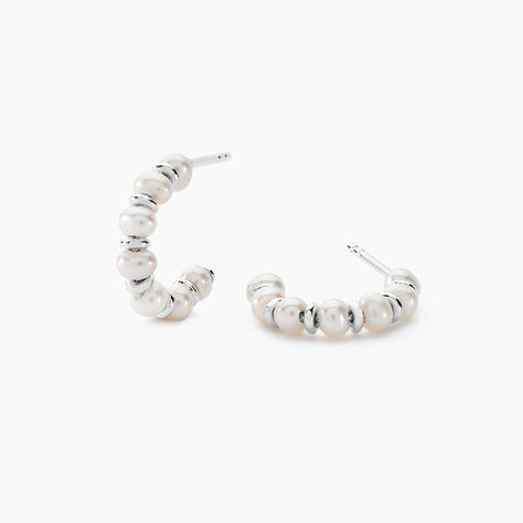 Créoles Perlissima Argent Blanc Perle De Culture - Boucles d'oreilles créoles Femme | Histoire d’Or
