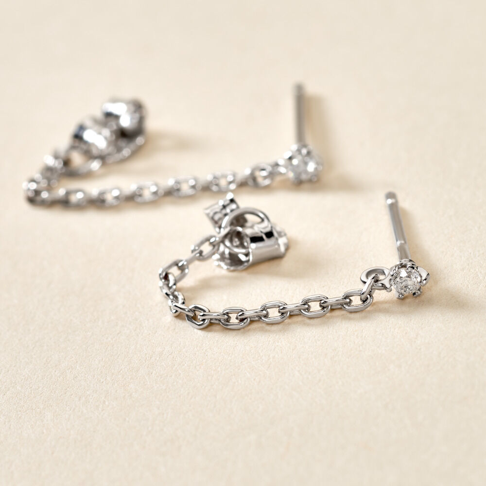 Bijoux D'oreilles Fantaisia Argent Blanc Oxyde De Zirconium - Boucles d'oreilles fantaisie Femme | Histoire d&rsquo;Or