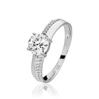 Bague Solitaire Messine Or Blanc Oxyde De Zirconium