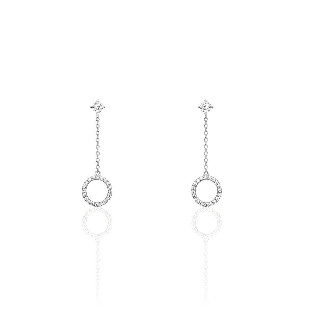 Boucles D'oreilles Pendantes Lim Or Blanc Oxyde De Zirconium - Boucles d'oreilles pendantes Femme | Histoire d’Or