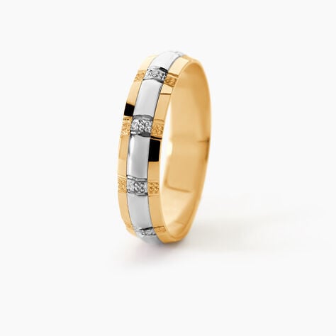 Alliance Fantaisie Ruban Plat Or Bicolore - Alliances 18 carats Unisex | Histoire d&rsquo;Or