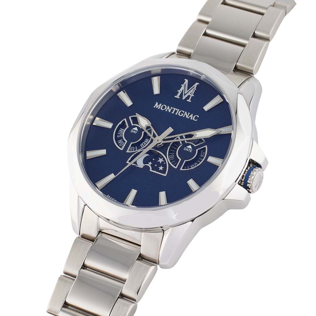 Montre Montignac Round Multifonction Bleu - Montres Homme | Histoire d’Or