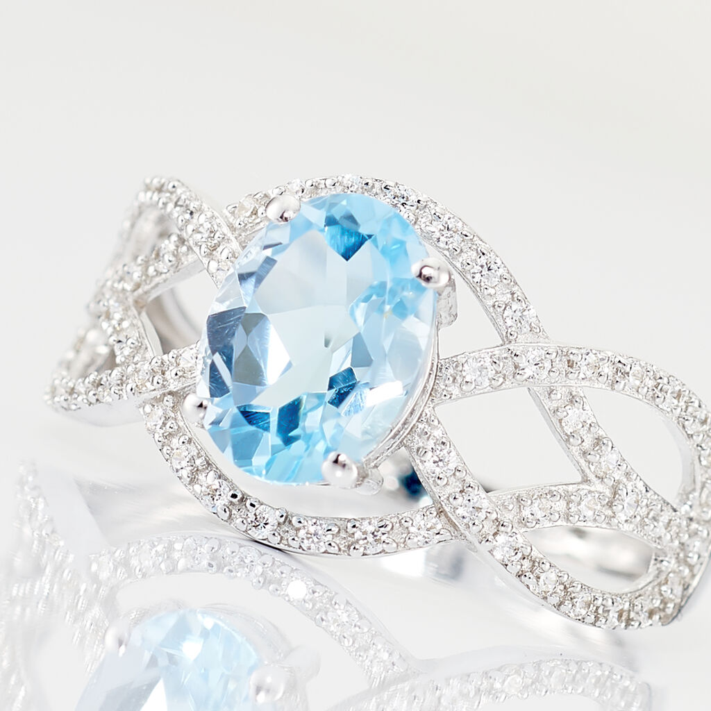 Bague Tina Or Blanc Topaze Et Oxyde De Zirconium - Bagues solitaires Femme | Histoire d’Or
