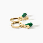 Cr&eacute;oles Mala&iuml;ka Argent Dor&eacute; A L'Or 750/1000 Malachite - Boucles d'oreilles cr&eacute;oles Femme | Histoire d&rsquo;Or
