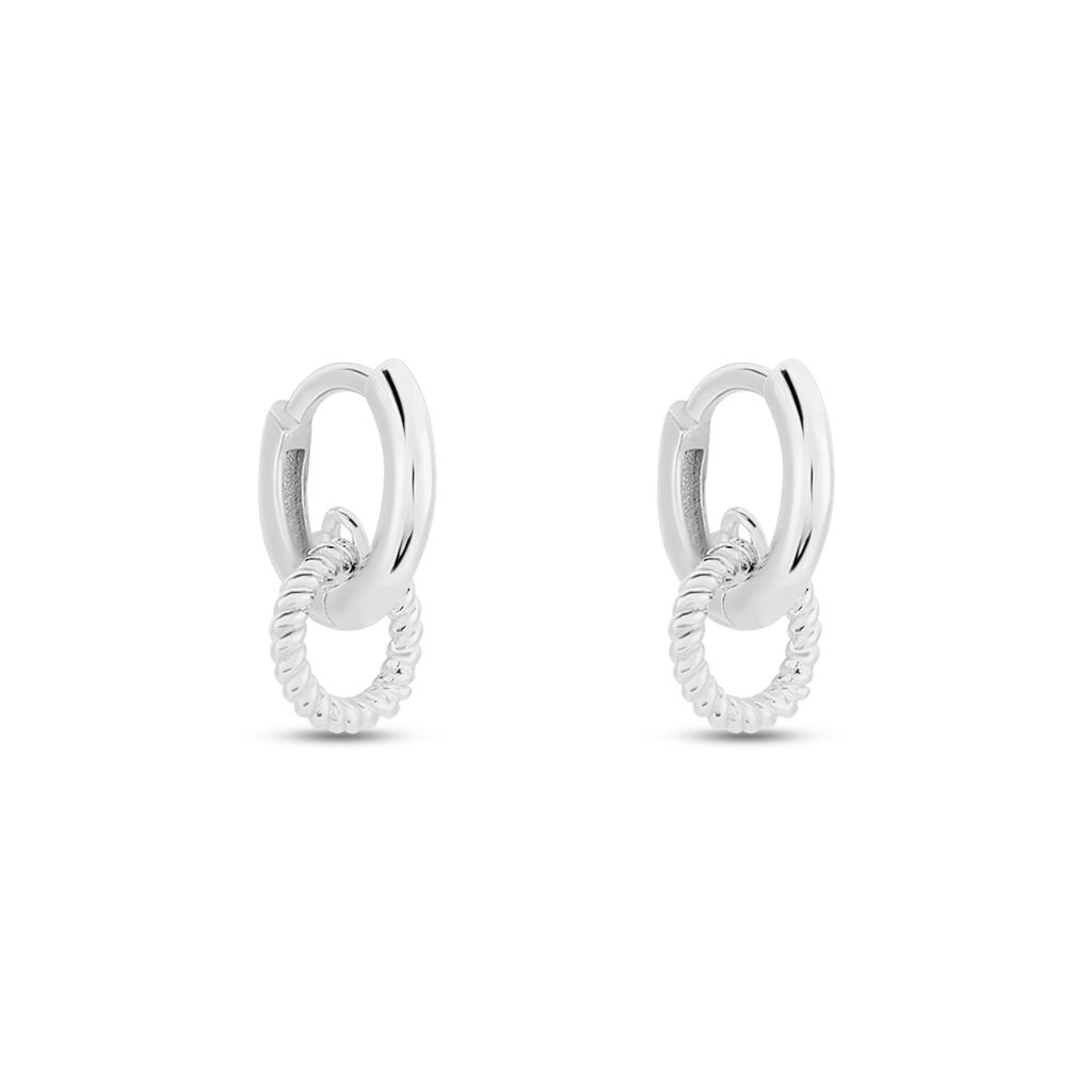 Créoles Sirkel Argent Blanc - Boucles d'oreilles créoles Femme | Histoire d’Or