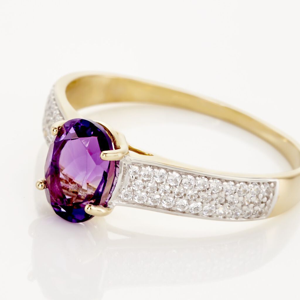 Bague Solitaire Crista Or Jauneamethyste Et Oxyde - Bagues solitaires Femme | Histoire d&rsquo;Or