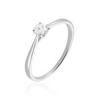 Bague Solitaire Or Blanc Fiona Diamant Synthétique