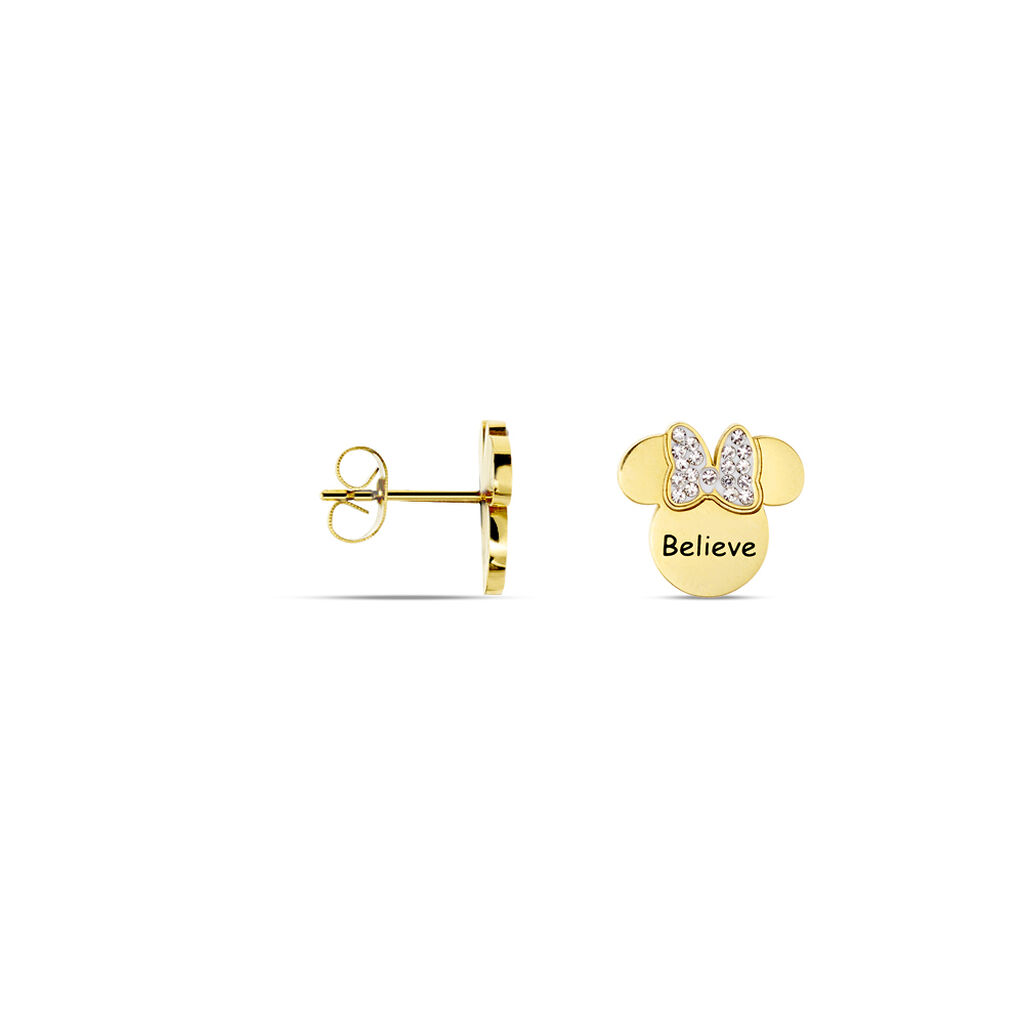 Boucles D'oreilles Puces Disney Acier Doré Cristaux - Boucles d'oreilles fantaisie Femme | Histoire d’Or