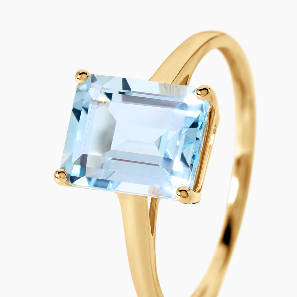 Bague Faraj Argent Dor&eacute; A L'Or 750/1000 Topaze - Bagues solitaires Femme | Histoire d&rsquo;Or